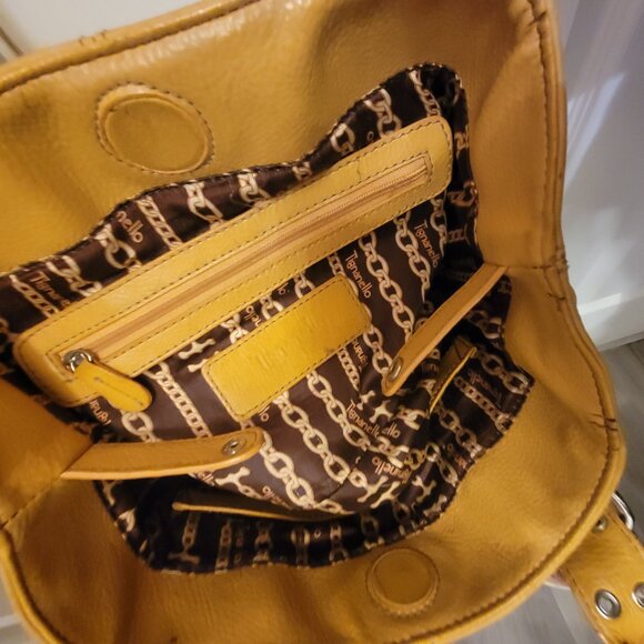 TIGNANELLO BUTTER YELLOW PEBBLED LEATHER HANDBAG PURSE TOTE - Picture 11 of 15
